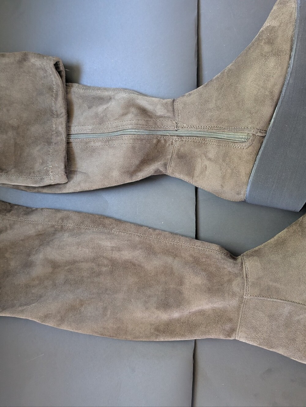 Platform Suede Ankle Boots in Dark Brown - Picture 3 of 4